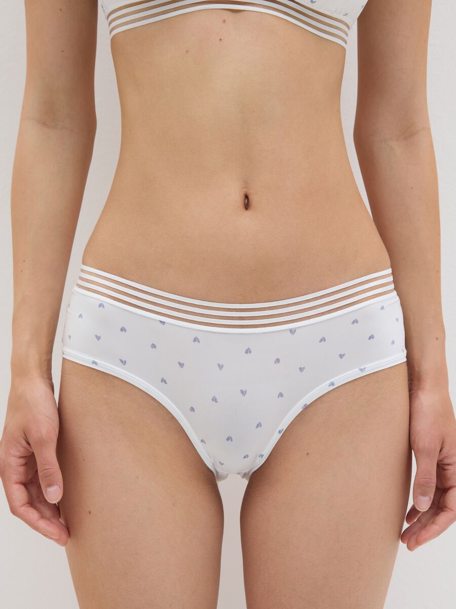 Microfibre French knickers with striped elastic_1