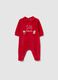 Red Long-Sleeved Cotton Blend Baby Christmas Onesie_0