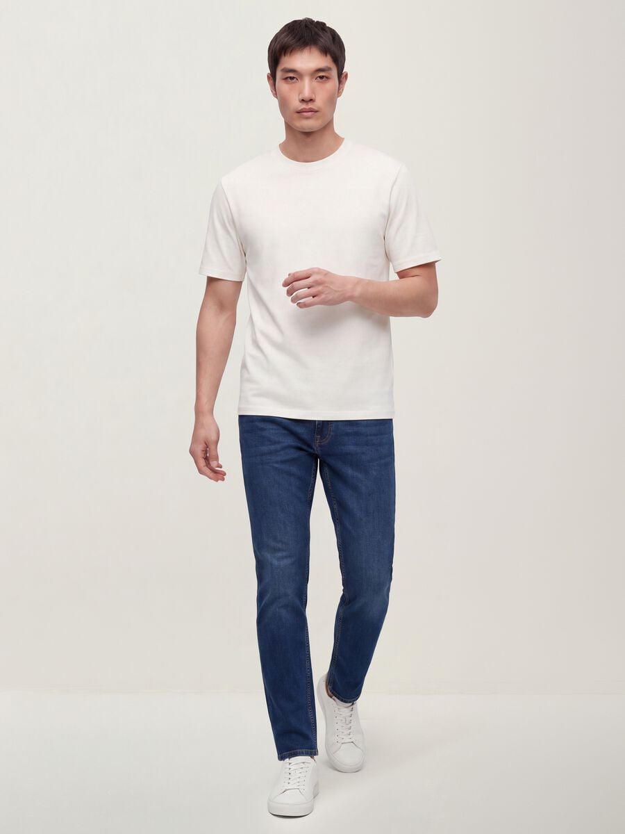 Blue slim-fit stretch cotton jeans_0