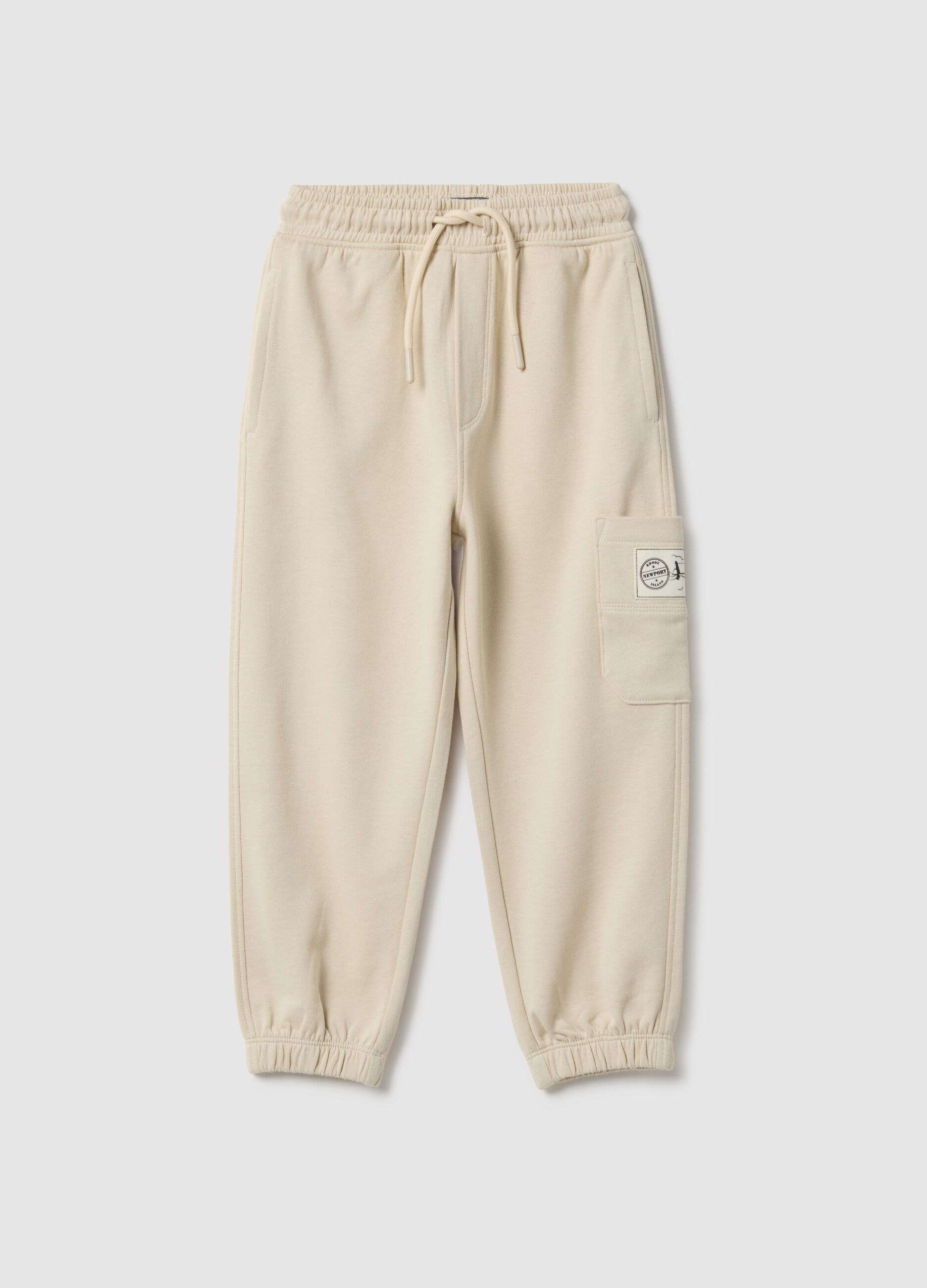 Kids' beige jogger trousers in pure cotton regular fit
