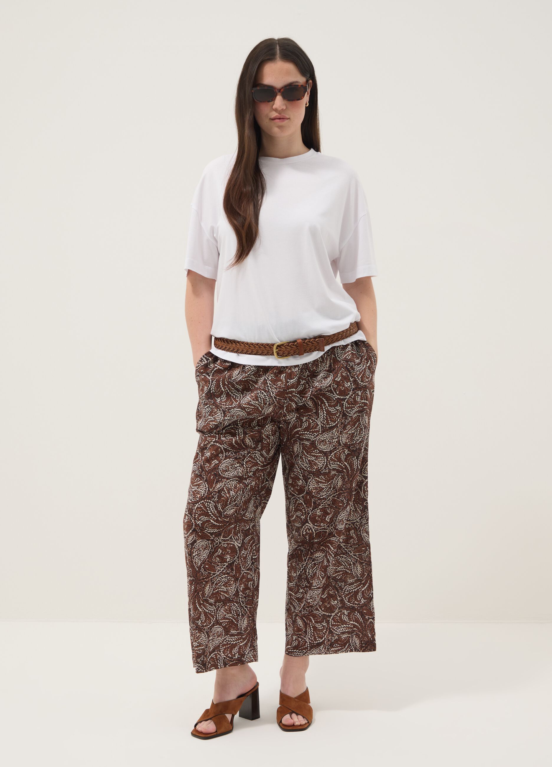 White cotton and stretch modal regular-fit T-shirt