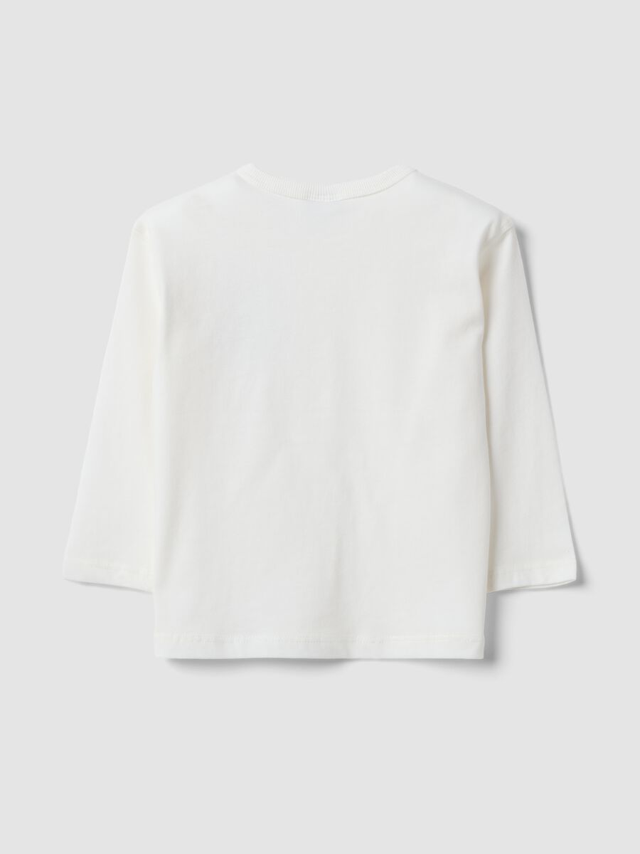 T-shirt bianca in puro cotone organico con stampa per bimbo_1
