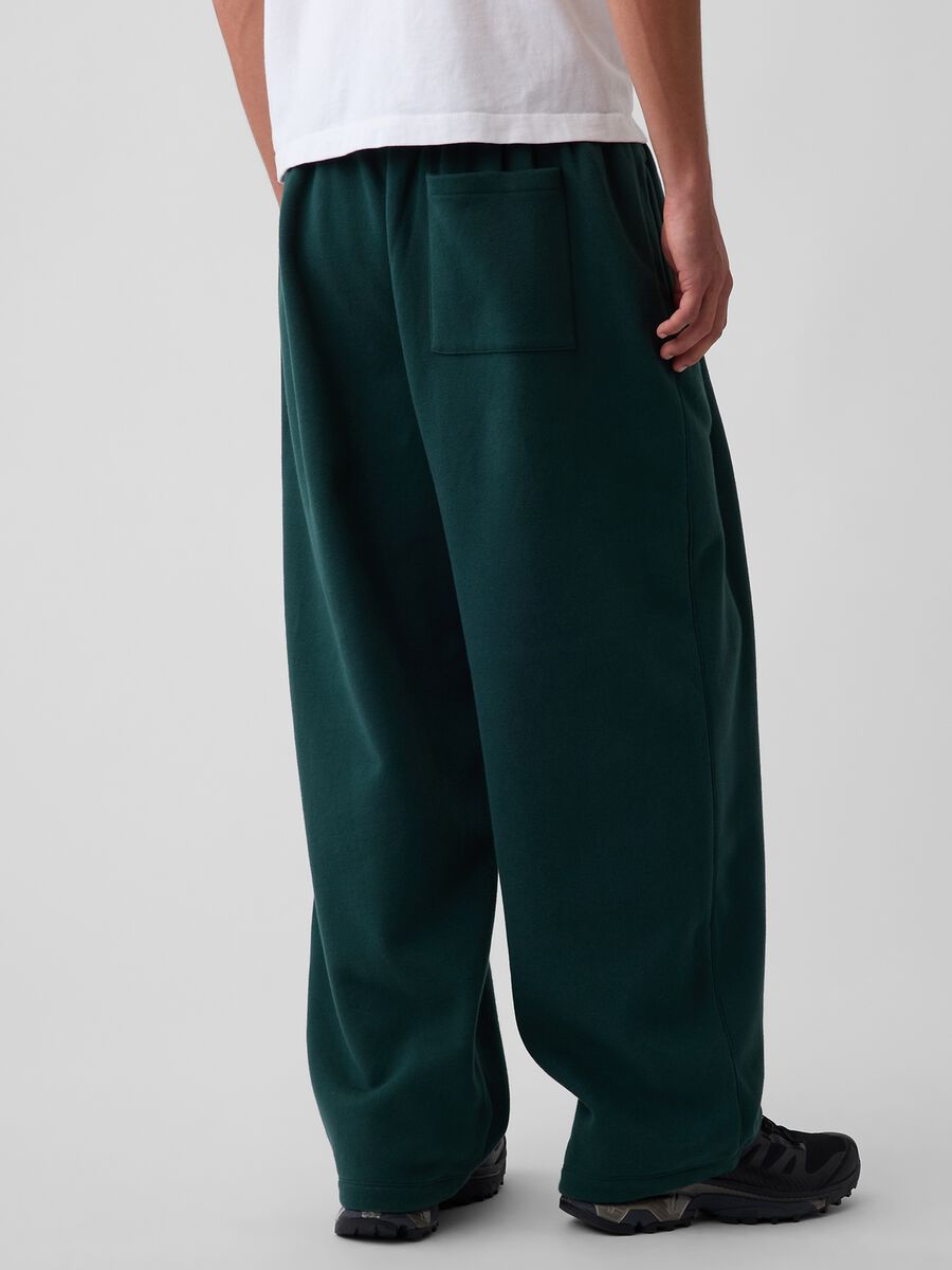 Pantaloni verdi in misto cotone con gamba ampia_2