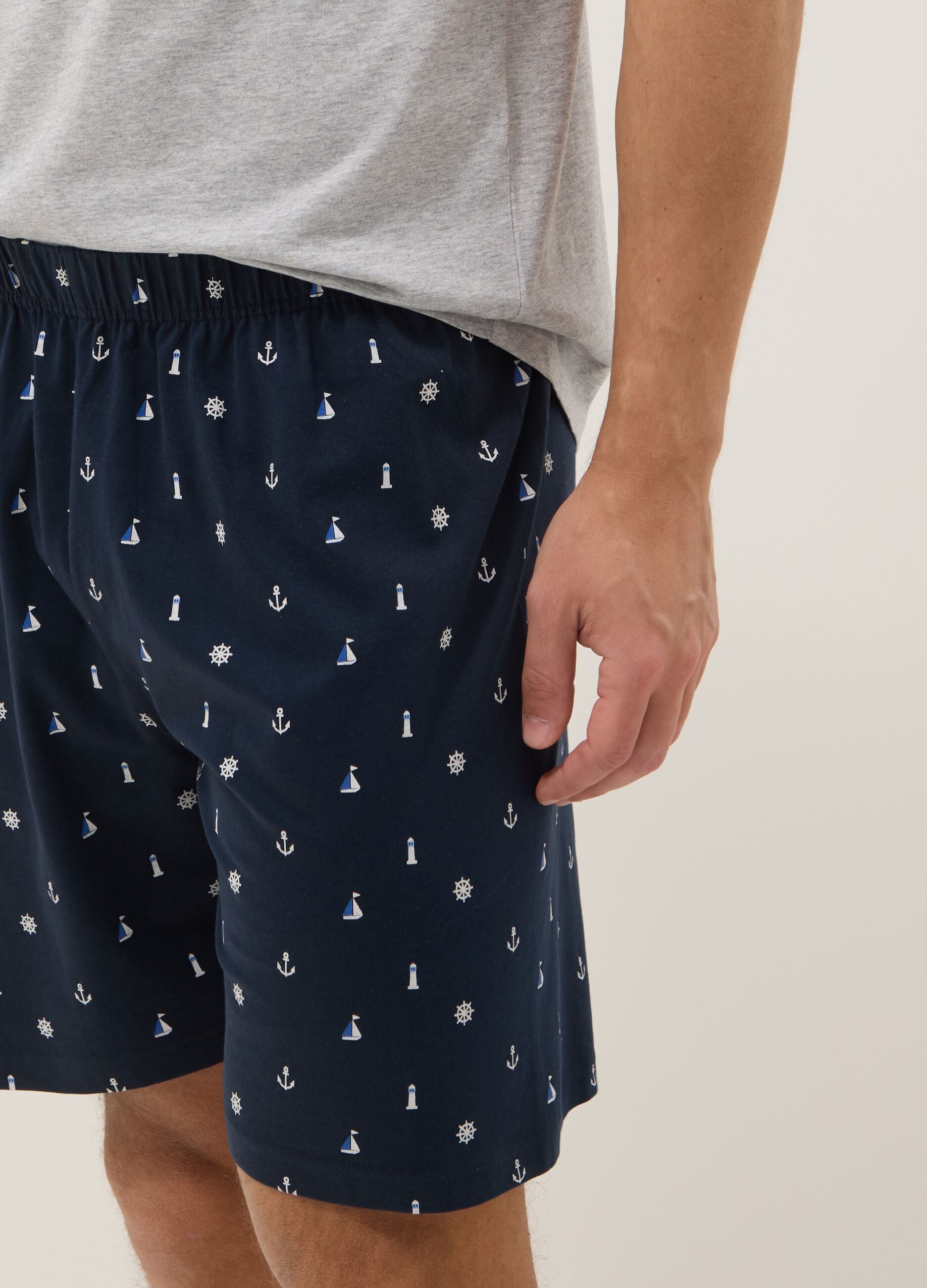 Grey and blue pure cotton jersey pyjamas