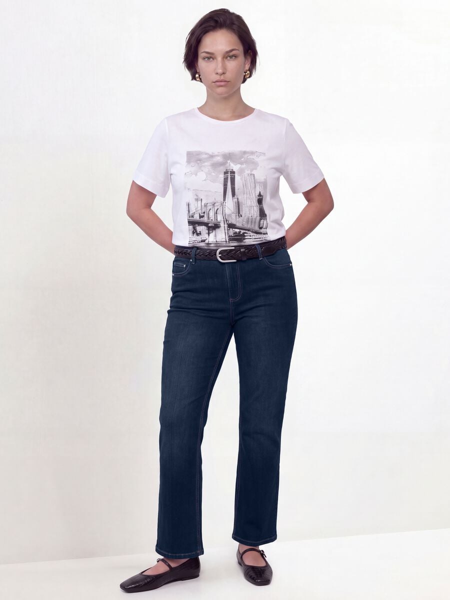 White pure cotton T-shirt with graphic print, regular fit_2