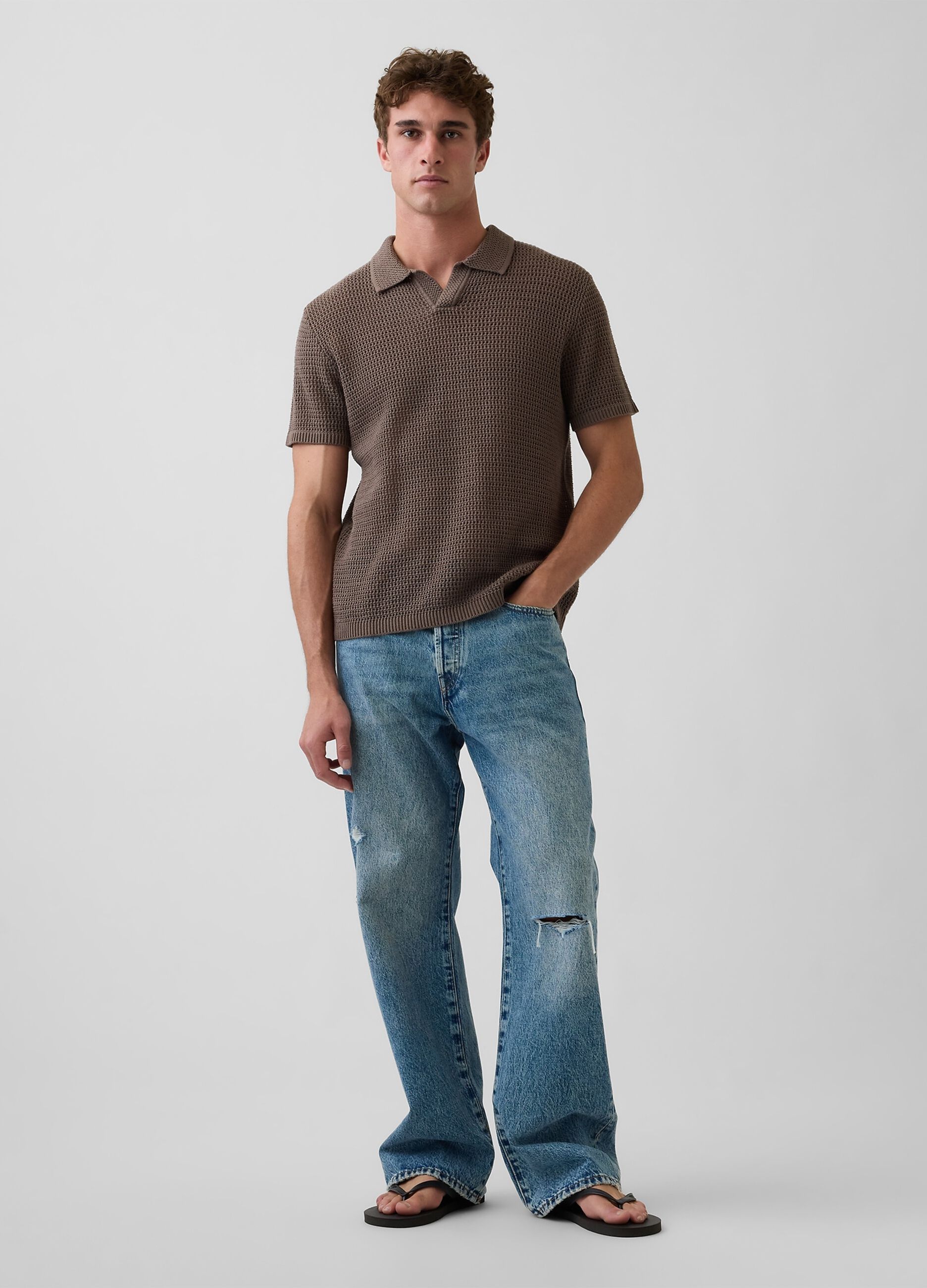 Pure cotton short-sleeve polo shirt