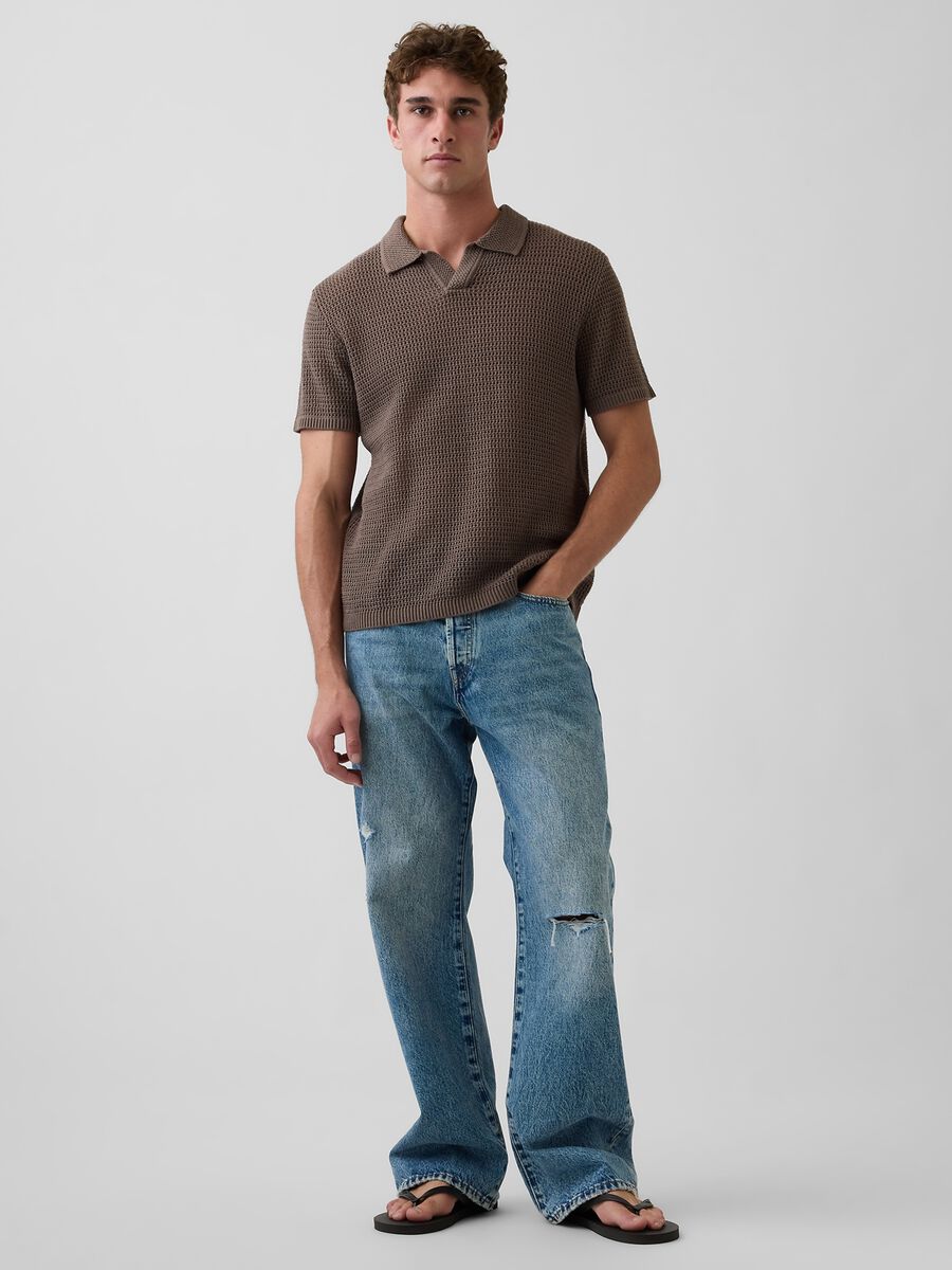 Pure cotton short-sleeve polo shirt_0