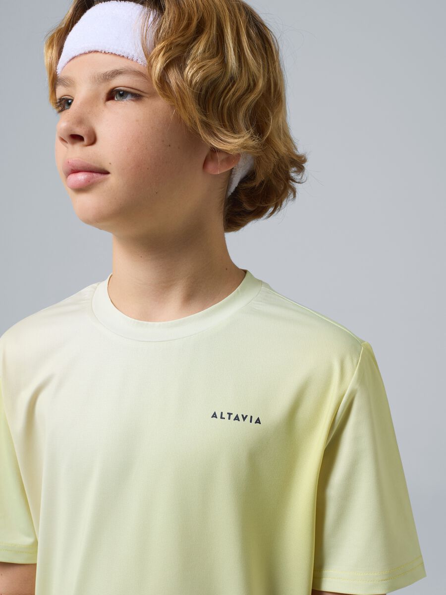 T-shirt sportiva ALTAVIA COURT gialla in tessuto tecnico elasticizzato con effetto tie-dye per bambino_1