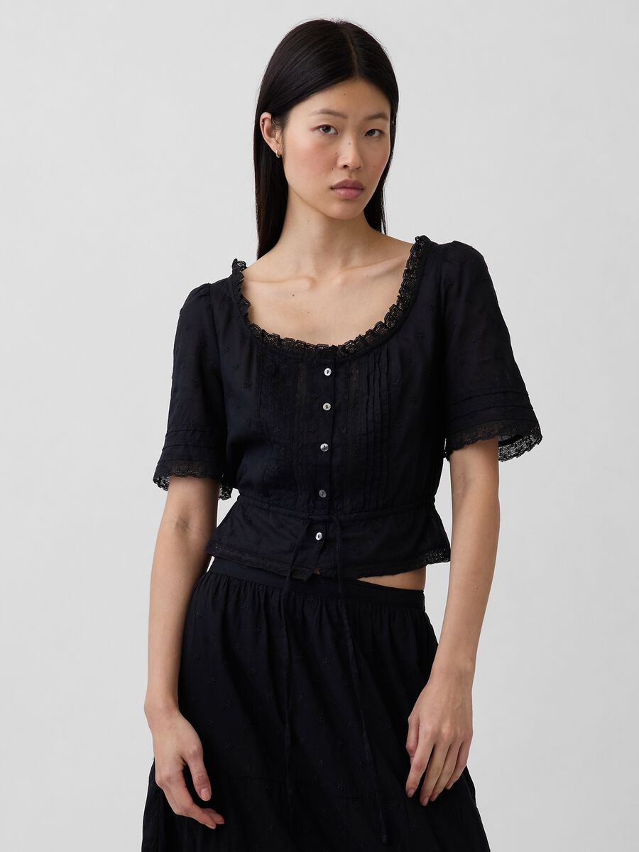 Pure cotton blouse with lace_1