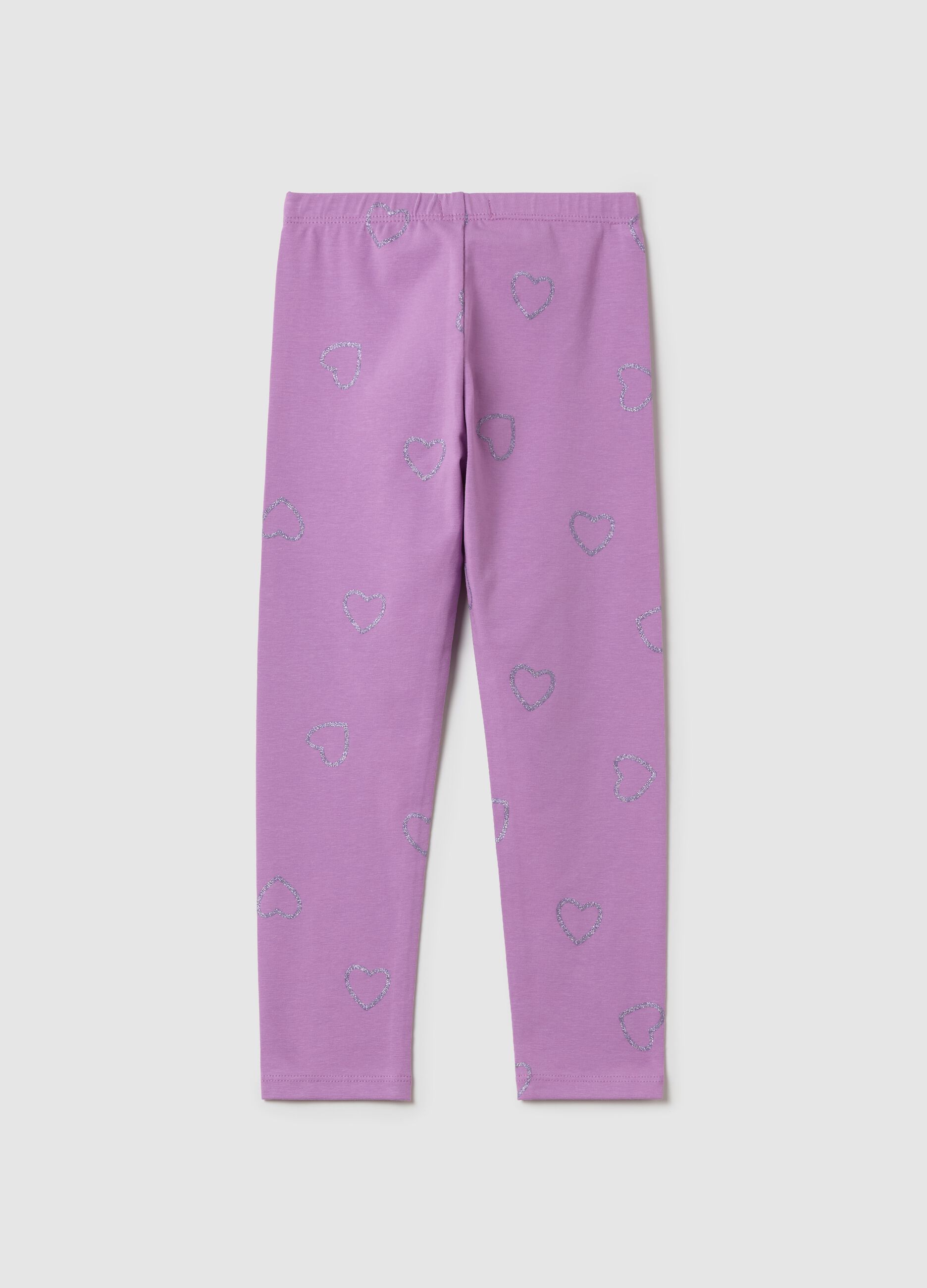 Stretch cotton leggings with glitter print