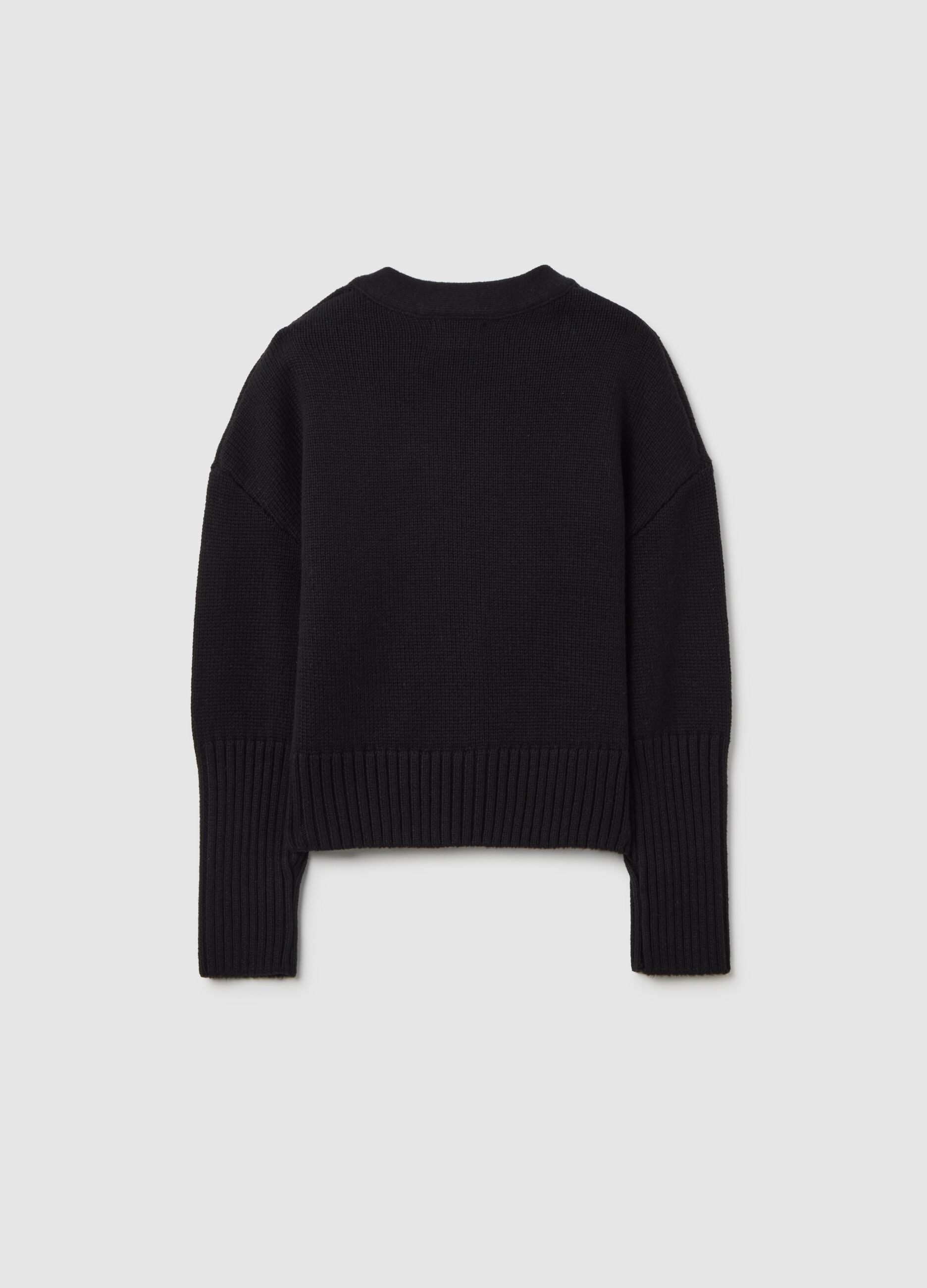 Girls' black cotton blend cardigan