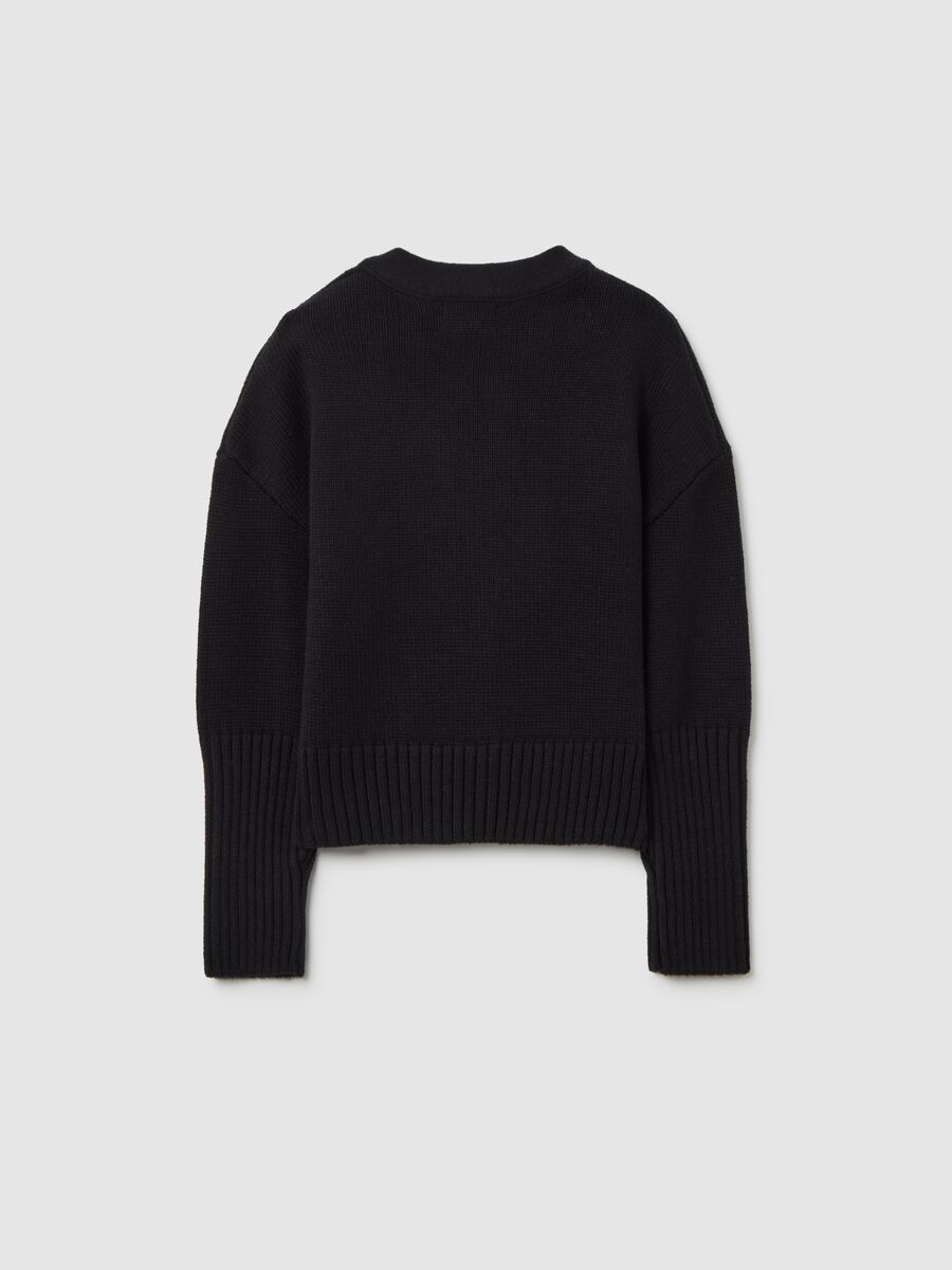 Girls' black cotton blend cardigan_1