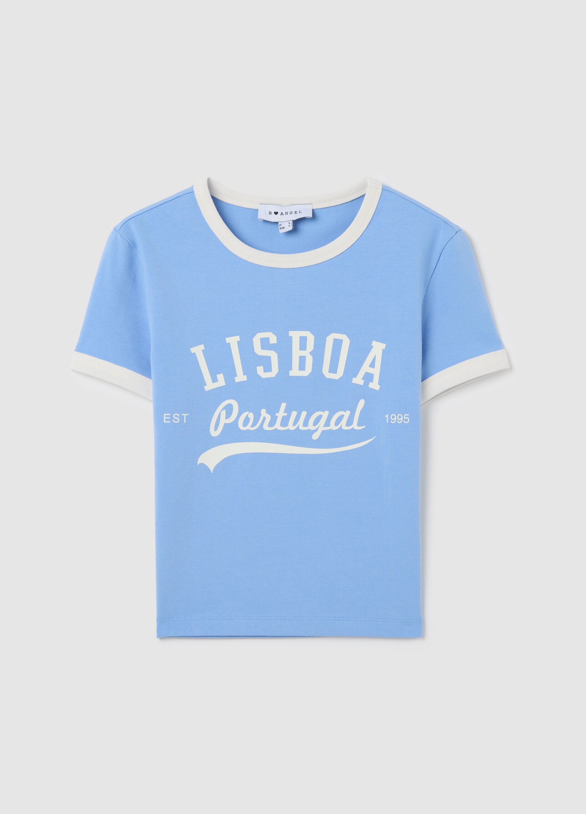 T-shirt with contrasting edging and print