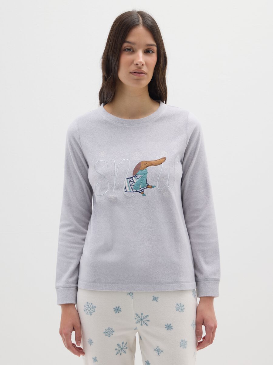 Multicolour fleece blend regular fit pyjamas_1