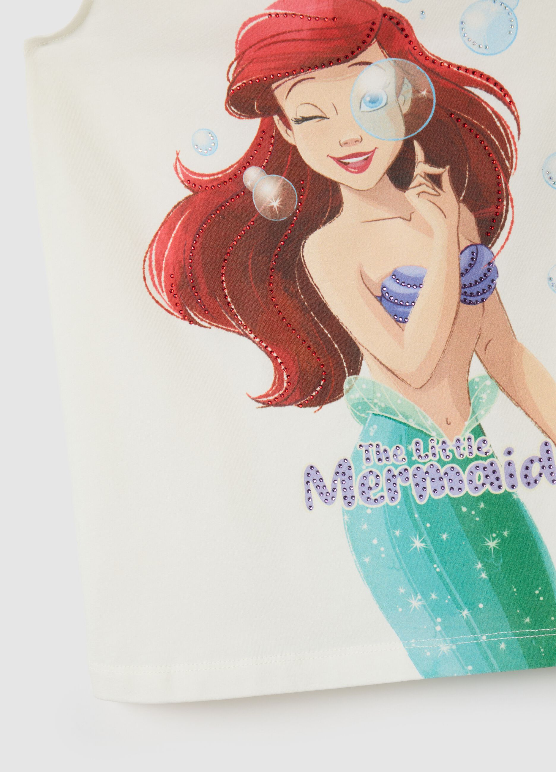 Top da bambina in cotone elasticizzato bianco con stampa Disney