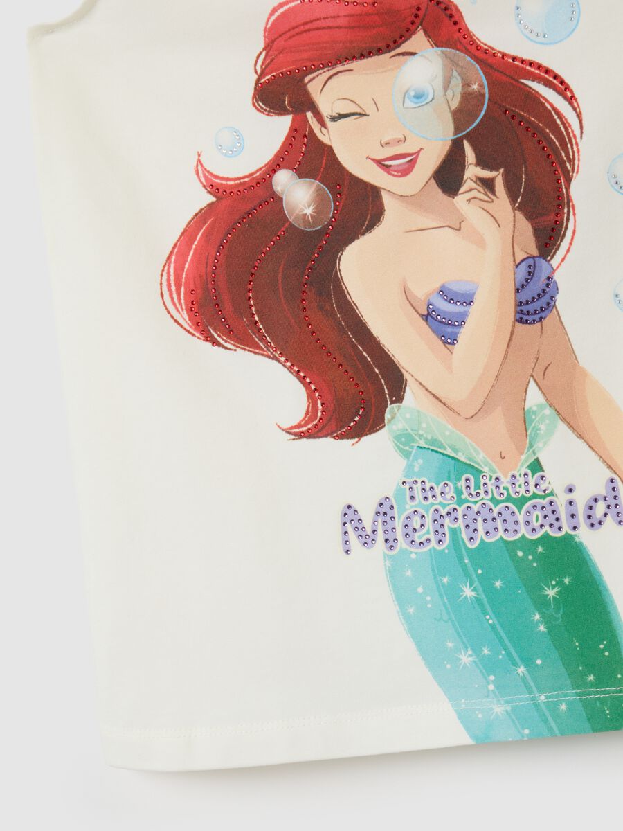 Girls' white cotton stretch top with Disney print_3