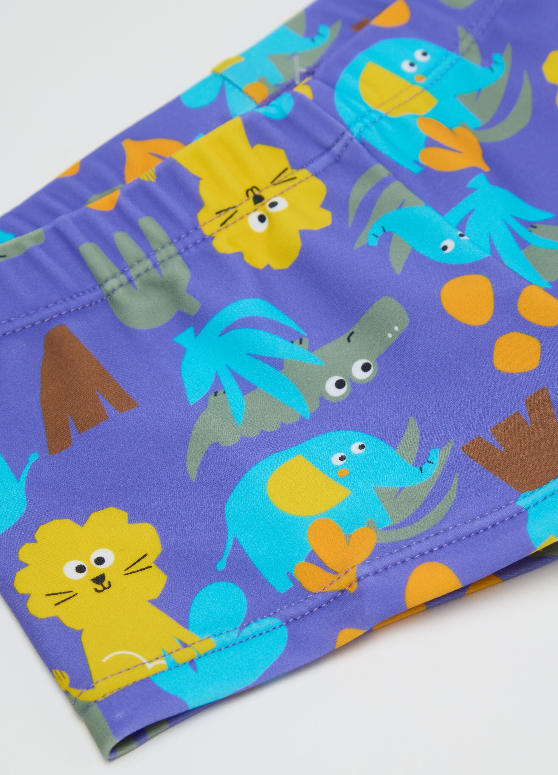 Boys’ swim briefs in multicoloured stretch fabric