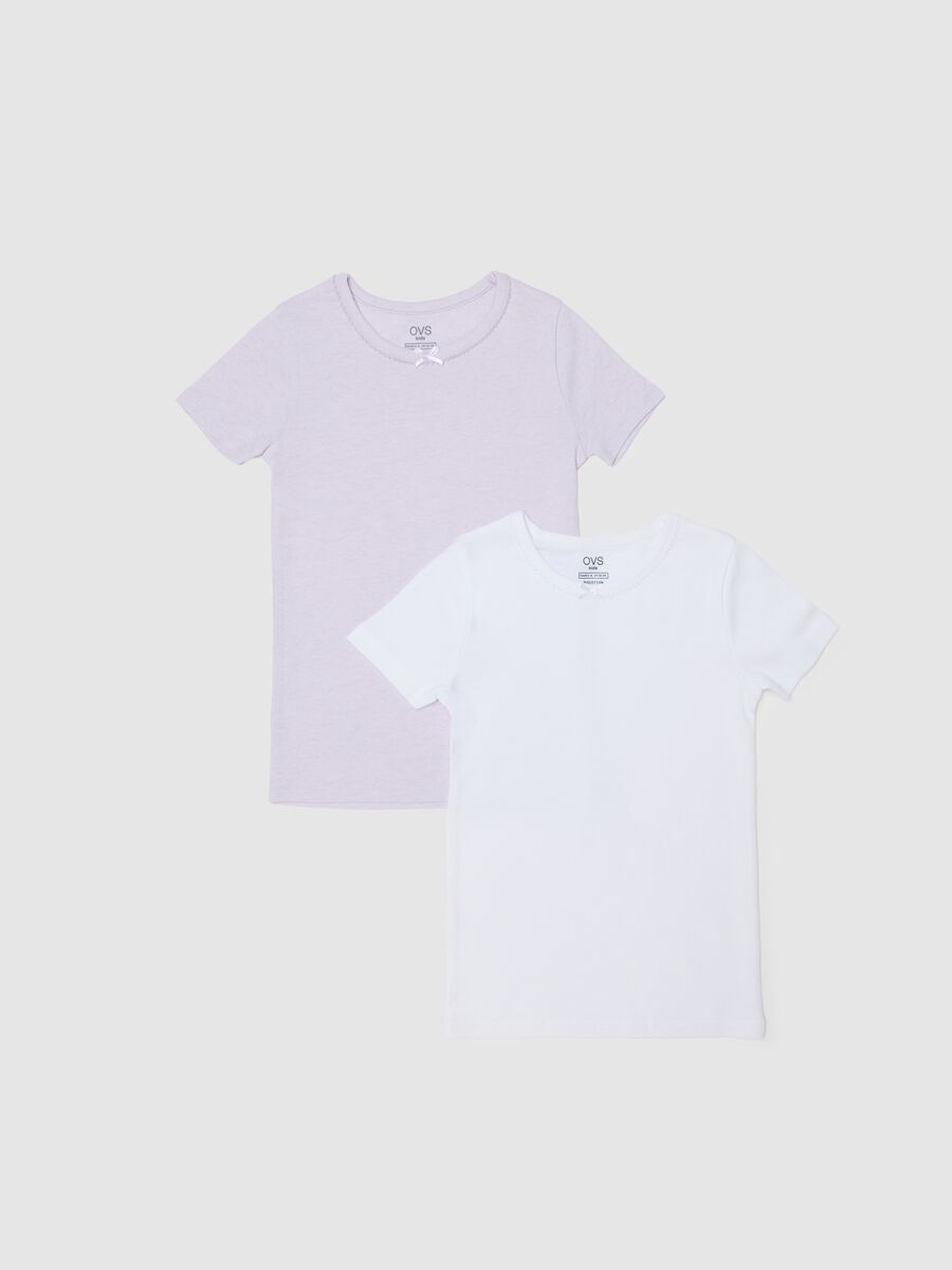 Multicolour Pure Cotton Regular Fit Girls' T-Shirt Twin Pack_0