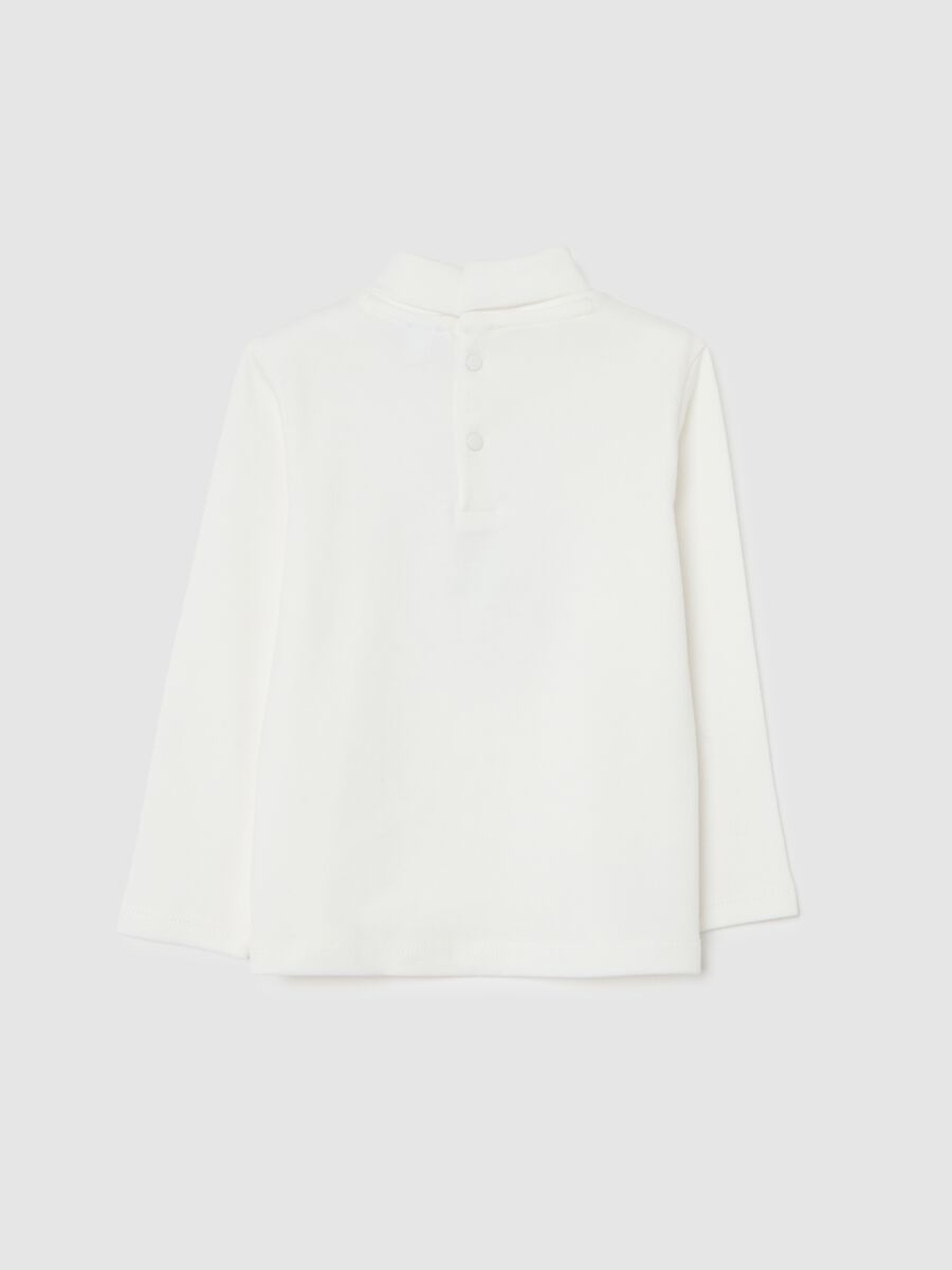 Maglia bianca da bimbo a collo alto in puro cotone regular fit_1