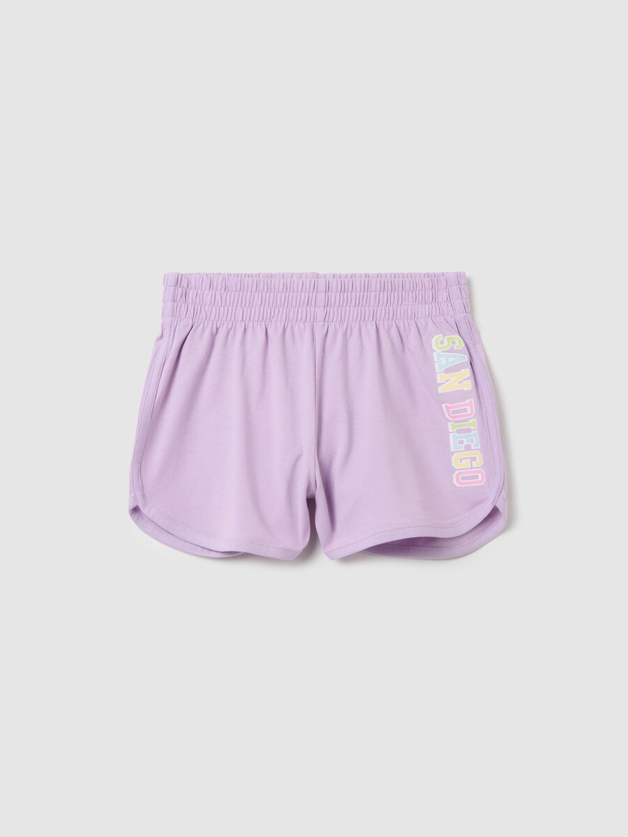 Fleece shorts with lettering print_3