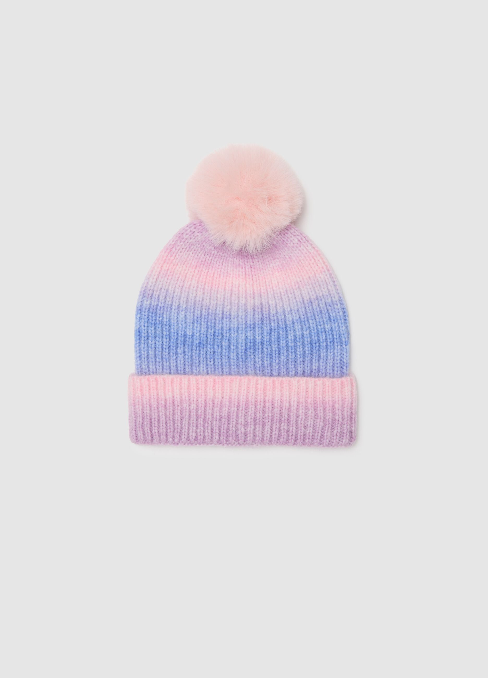 Multicolour Girl's Hat with Pom Pom