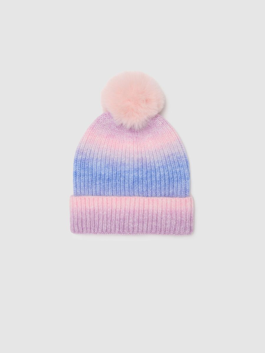 Cappello da bambina multicolor con pon pon_0