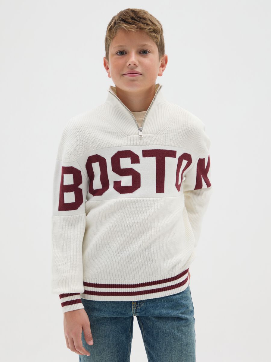 Maglione da ragazzo in puro cotone multicolor regular fit_0