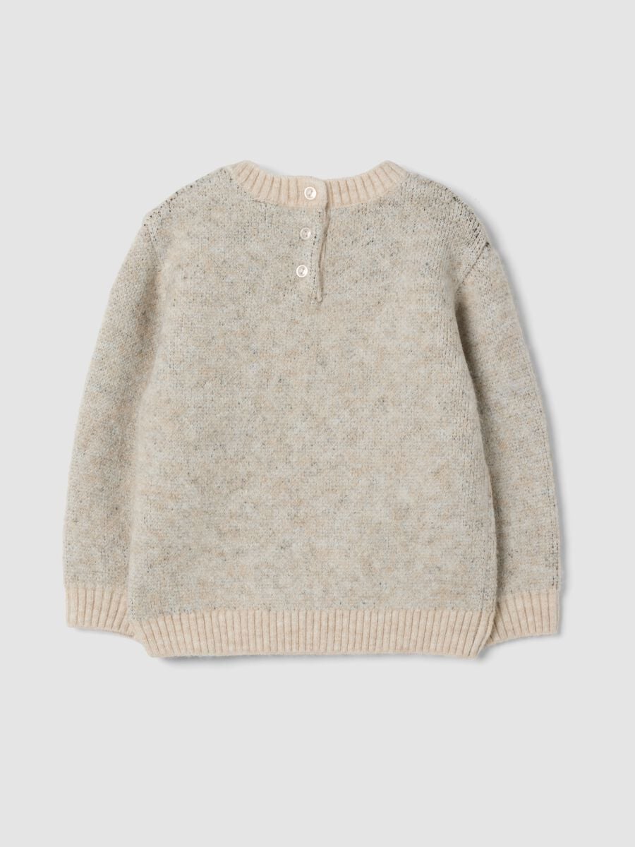 Beige stretch jersey crew-neck top_1