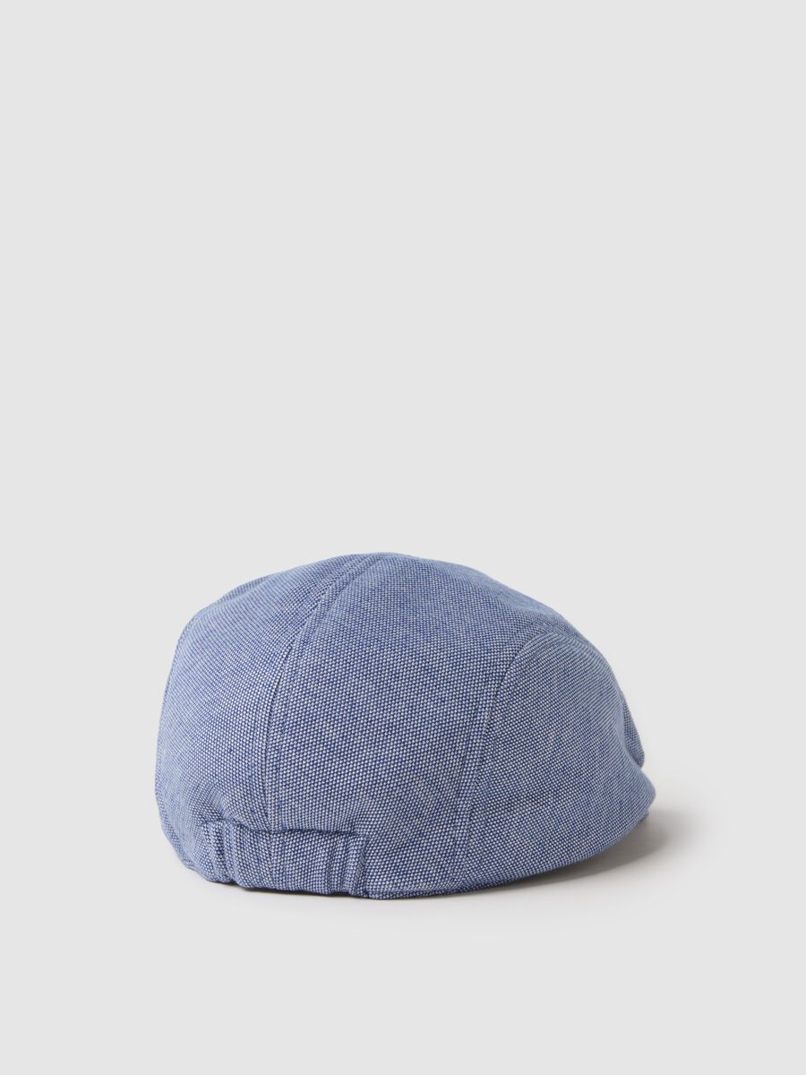 Blue chambray regular fit flat cap_1