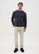 Blue crew neck sweater in regular fit wool blend_0