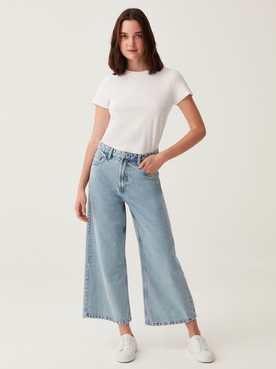 Jeans wide leg acid wash_0