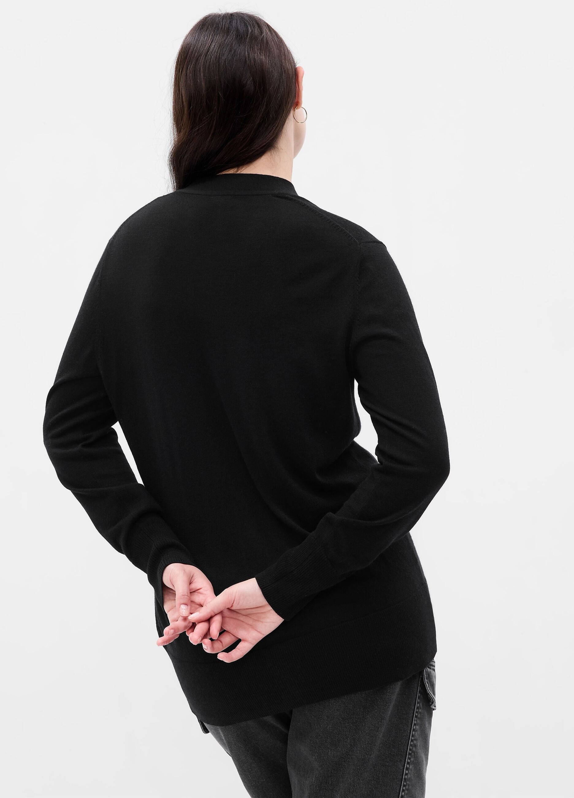 Cardigan in lana merino con scollo a V