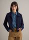 Blue cotton cardigan with polo collar, regular fit_2