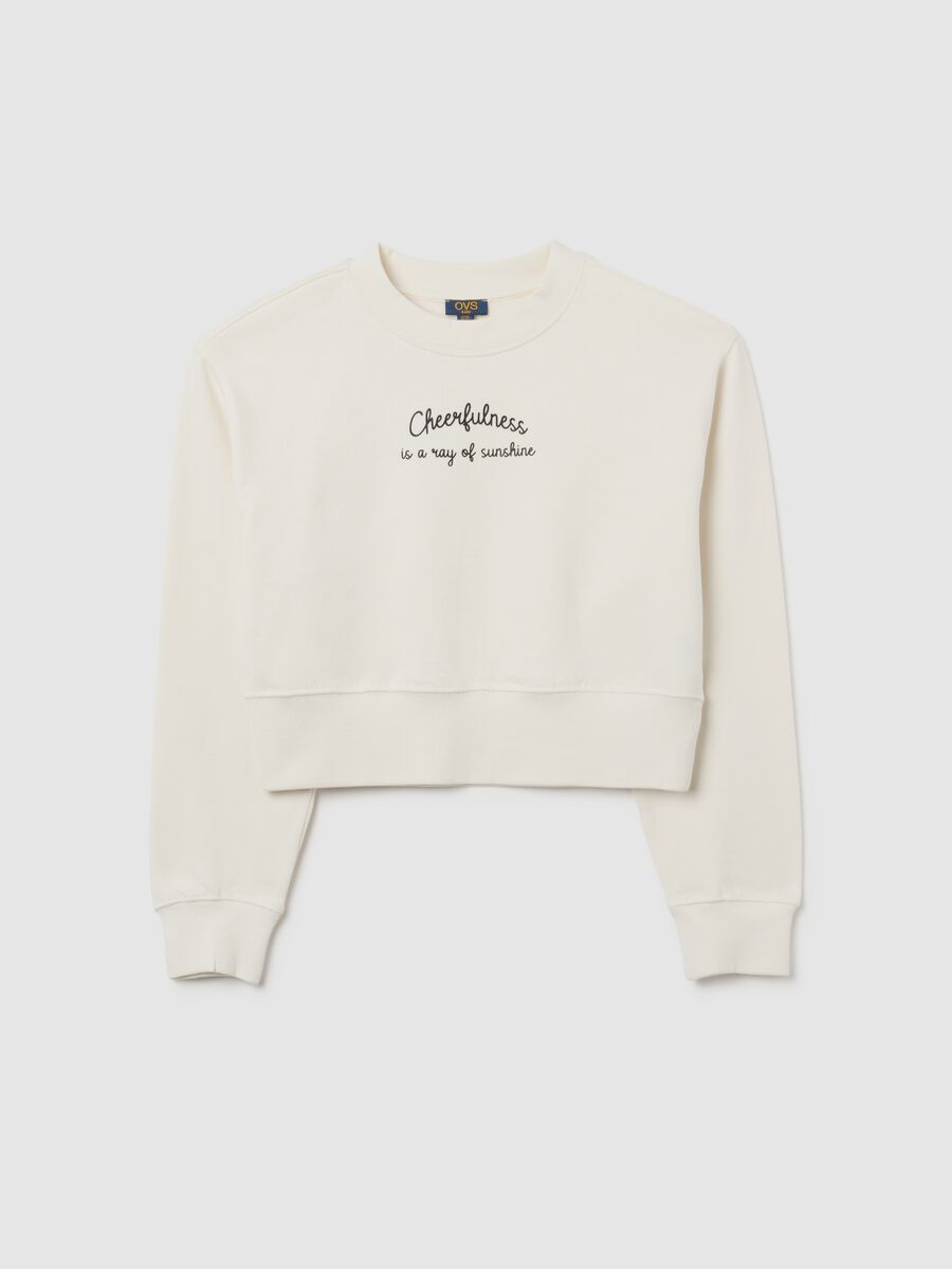 Felpa da ragazza in puro cotone bianca regular fit_3