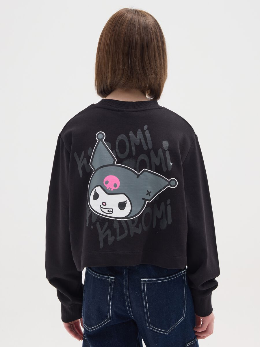 Felpa da ragazza in puro cotone nero regular fit girocollo_1