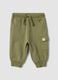 Green organic cotton cargo trousers with drawstring for baby_0