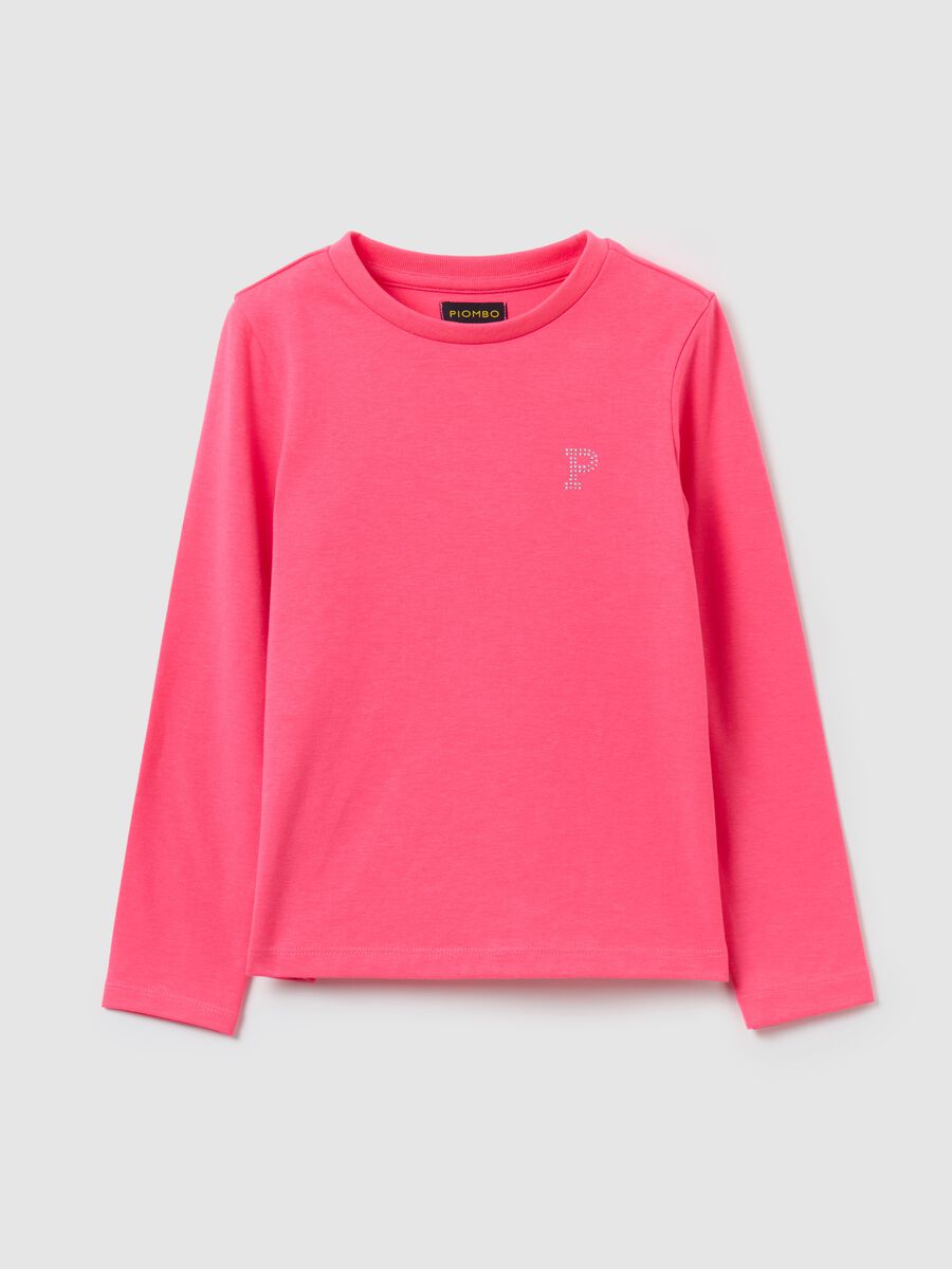 Long-sleeved T-shirt with diamanté logo_3