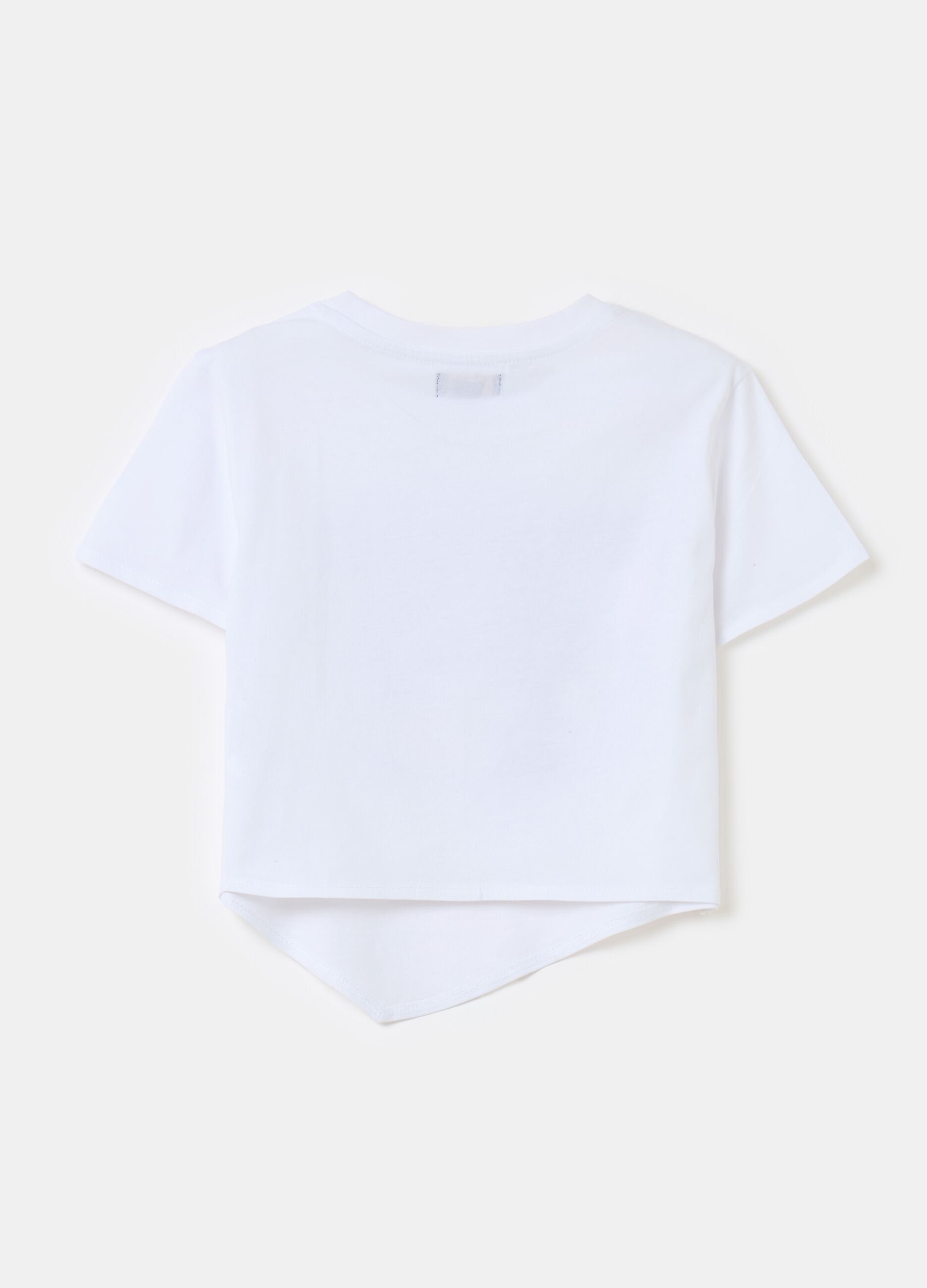 Asymmetric T-shirt in cotton with print