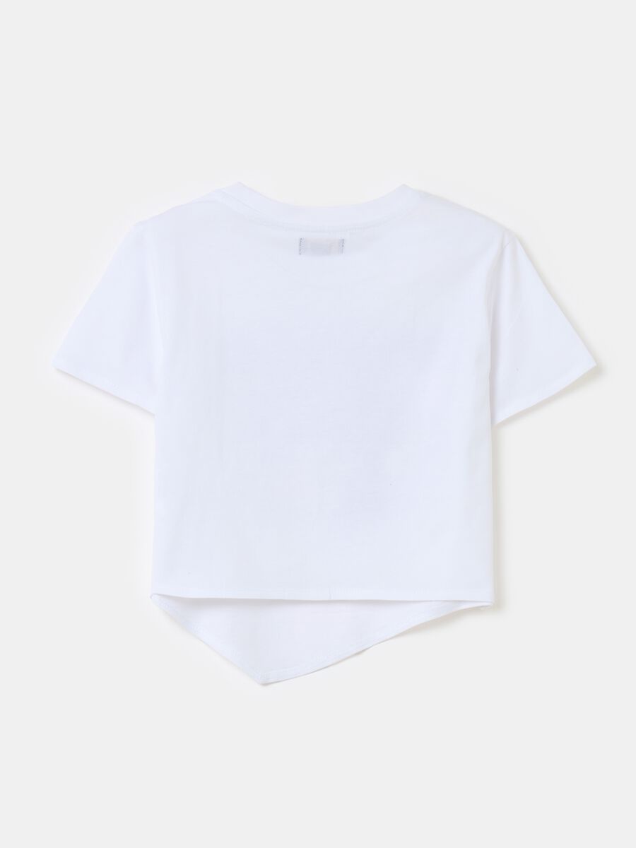 T-shirt asimmetrica in cotone con stampa_1