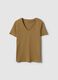 Brown pure cotton V-neck regular fit t-shirt_0
