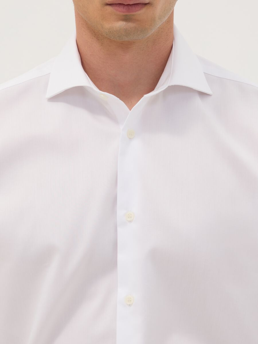 Camicia slim fit bianca in puro cotone con collo francese no iron_1