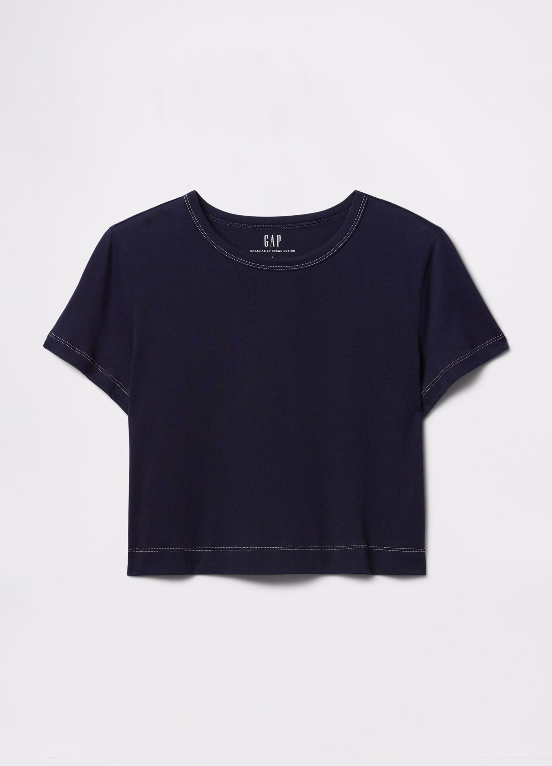 Blue cropped T-shirt in cotton