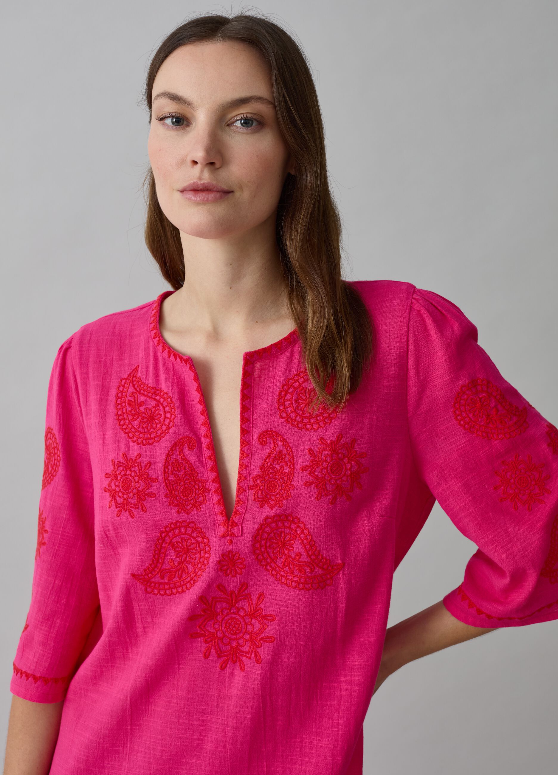 Caftano lungo copri costume ricami paisley