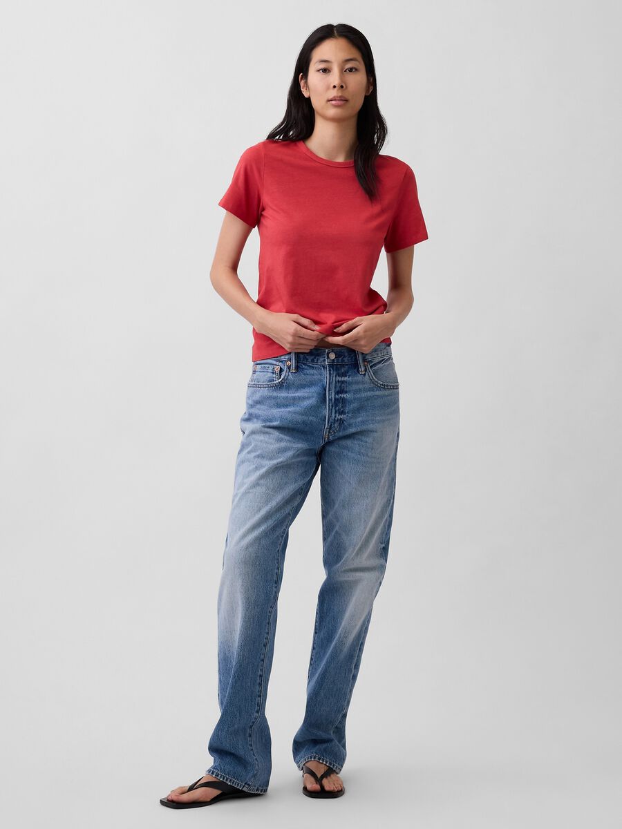 Red Crew Neck T-shirt in Pure Cotton Regular Fit_1