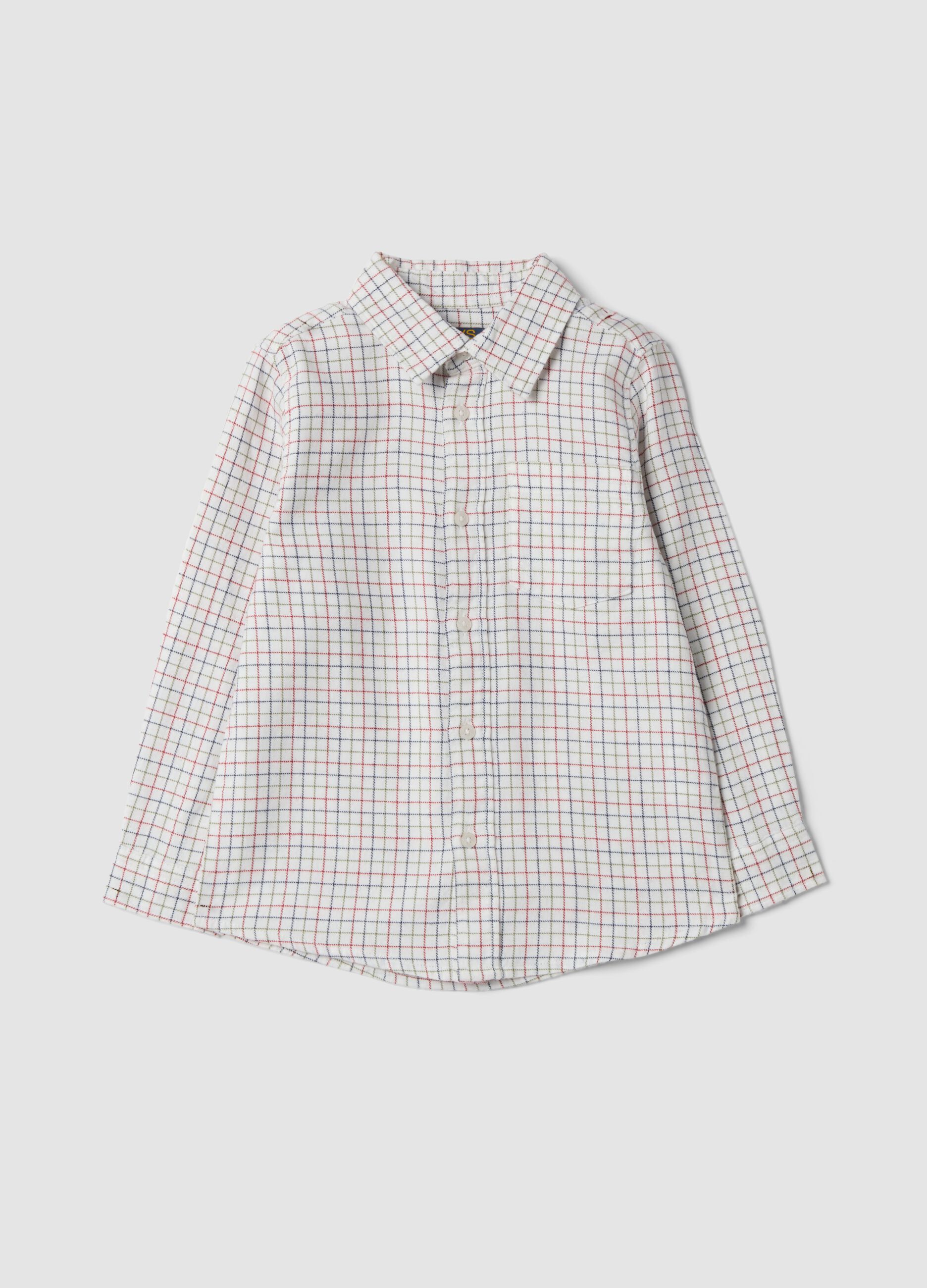 Camicia verde a quadri in puro cotone