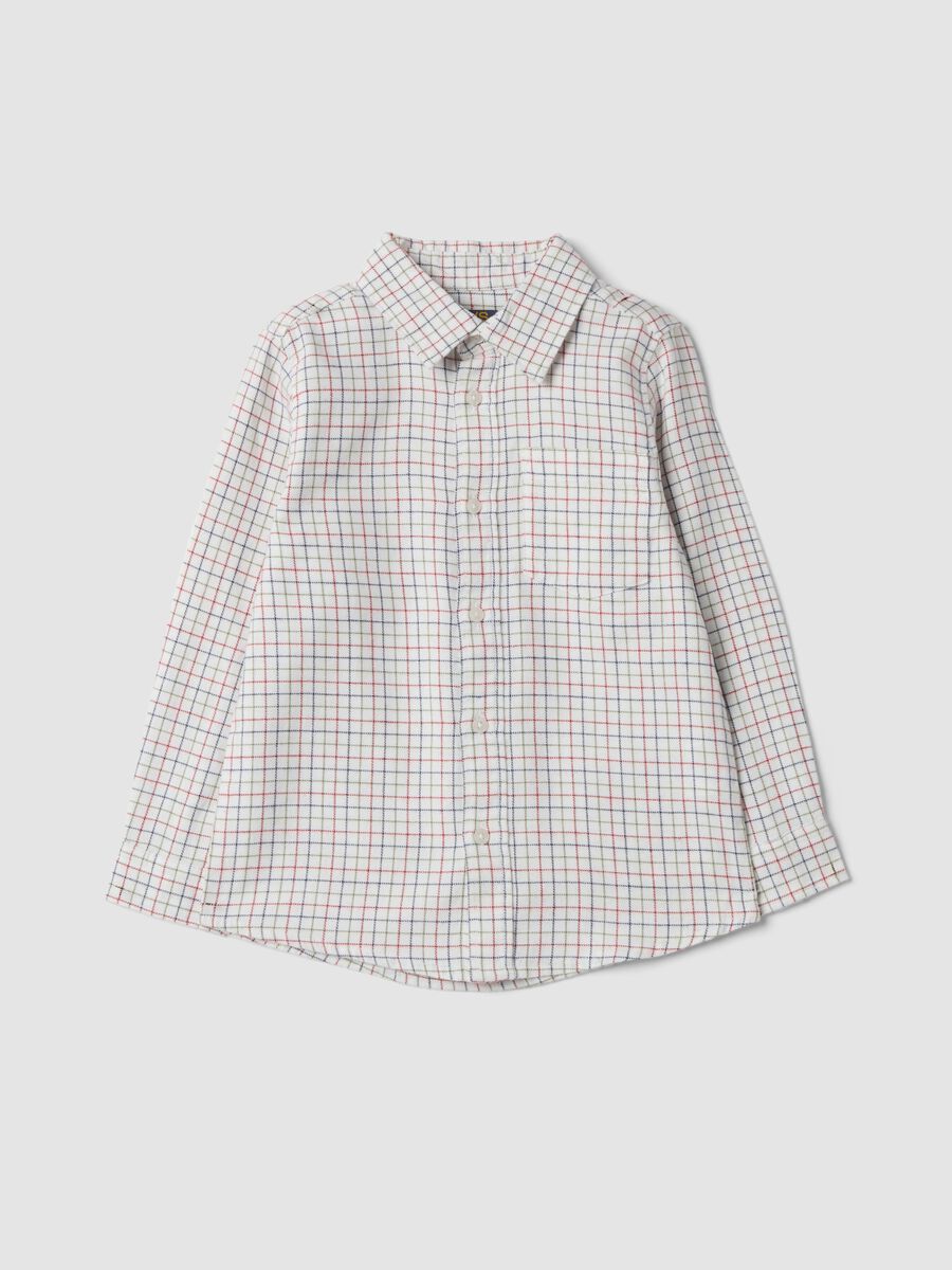 Camicia verde a quadri in puro cotone_0