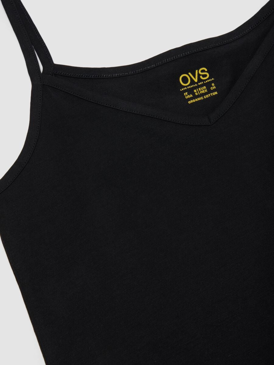 Black stretch cotton vest top, regular fit_1