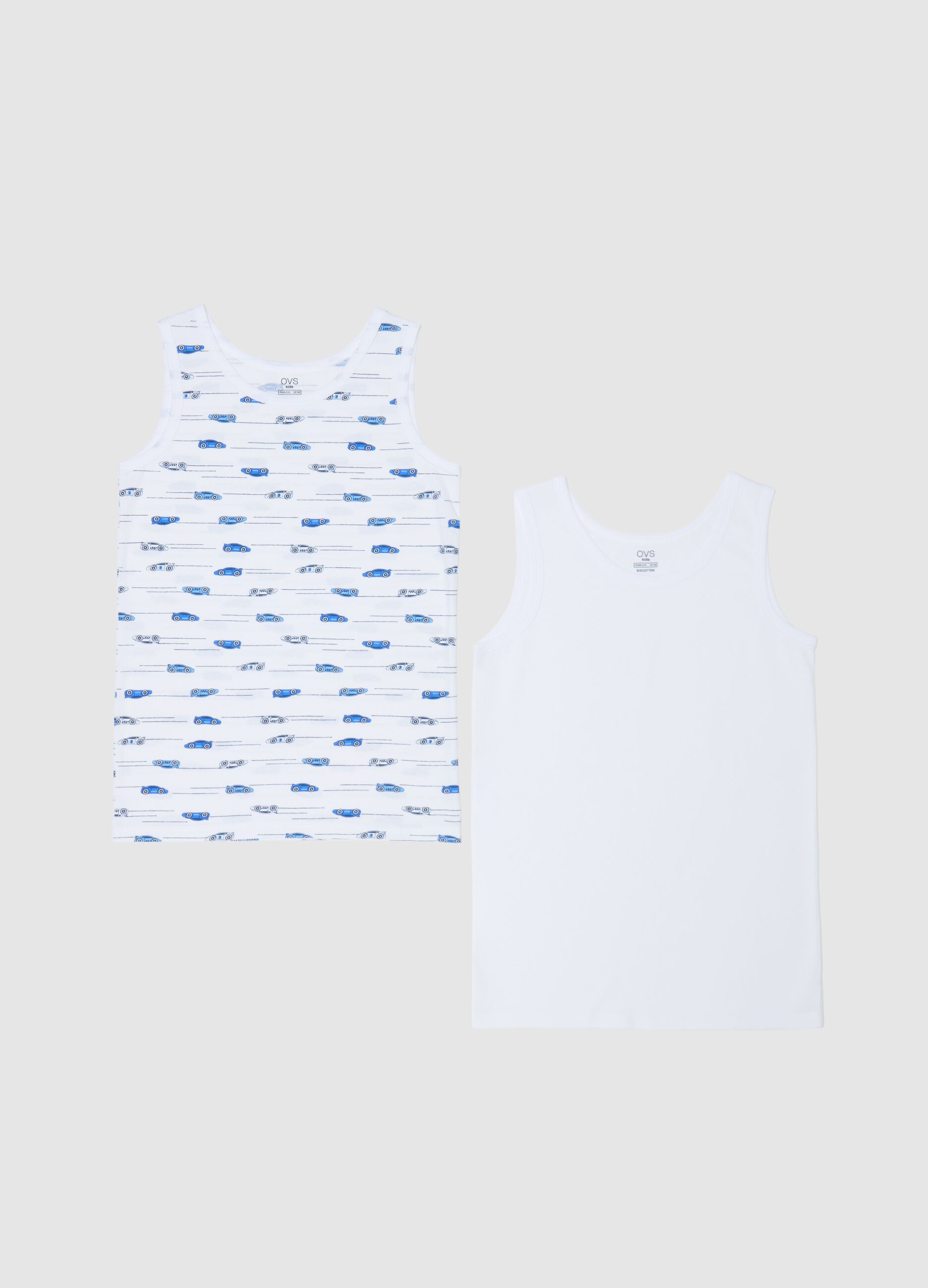 Two-pack racerback vests in cotton with print