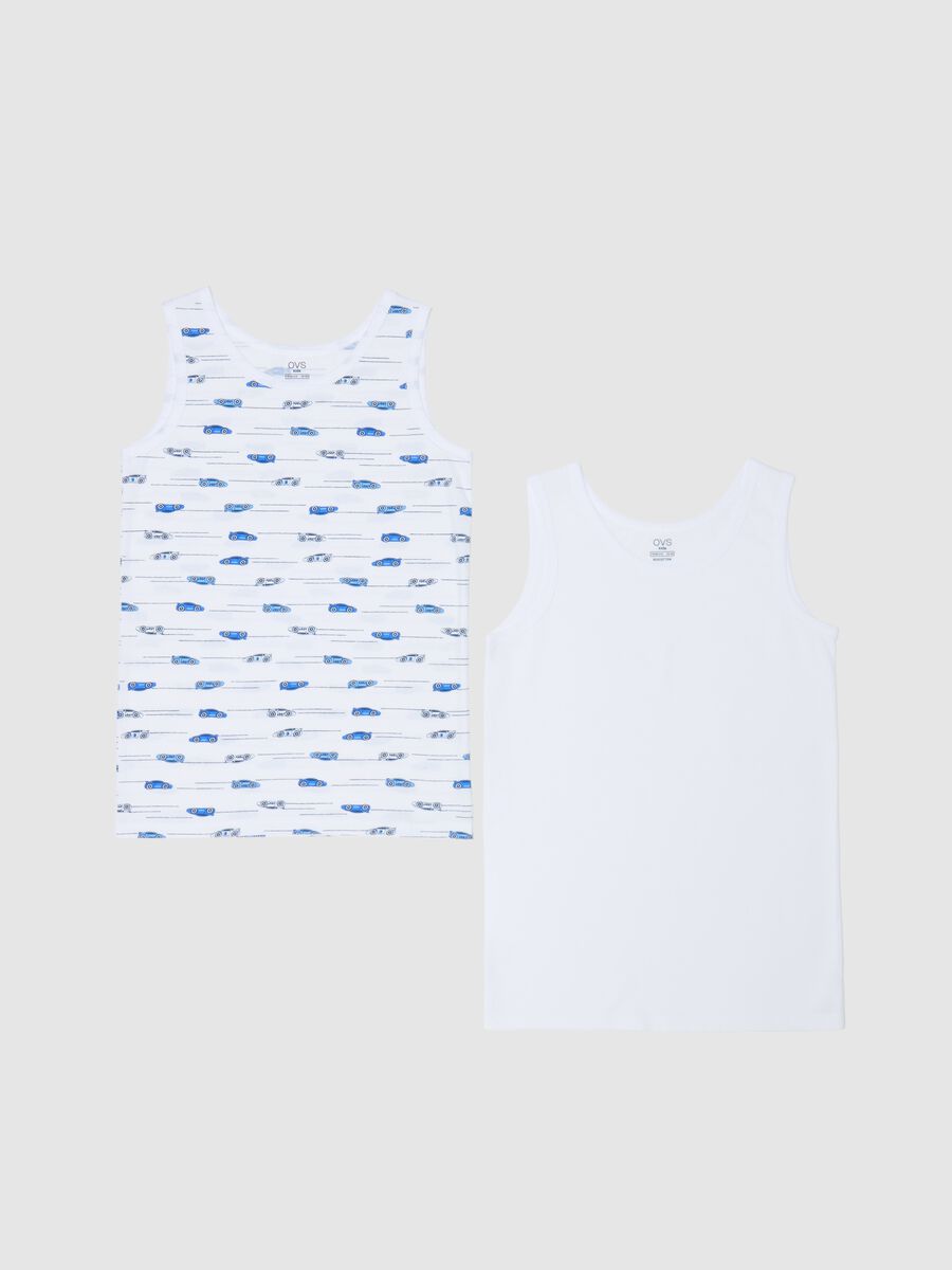 Two-pack racerback vests in cotton with print_0