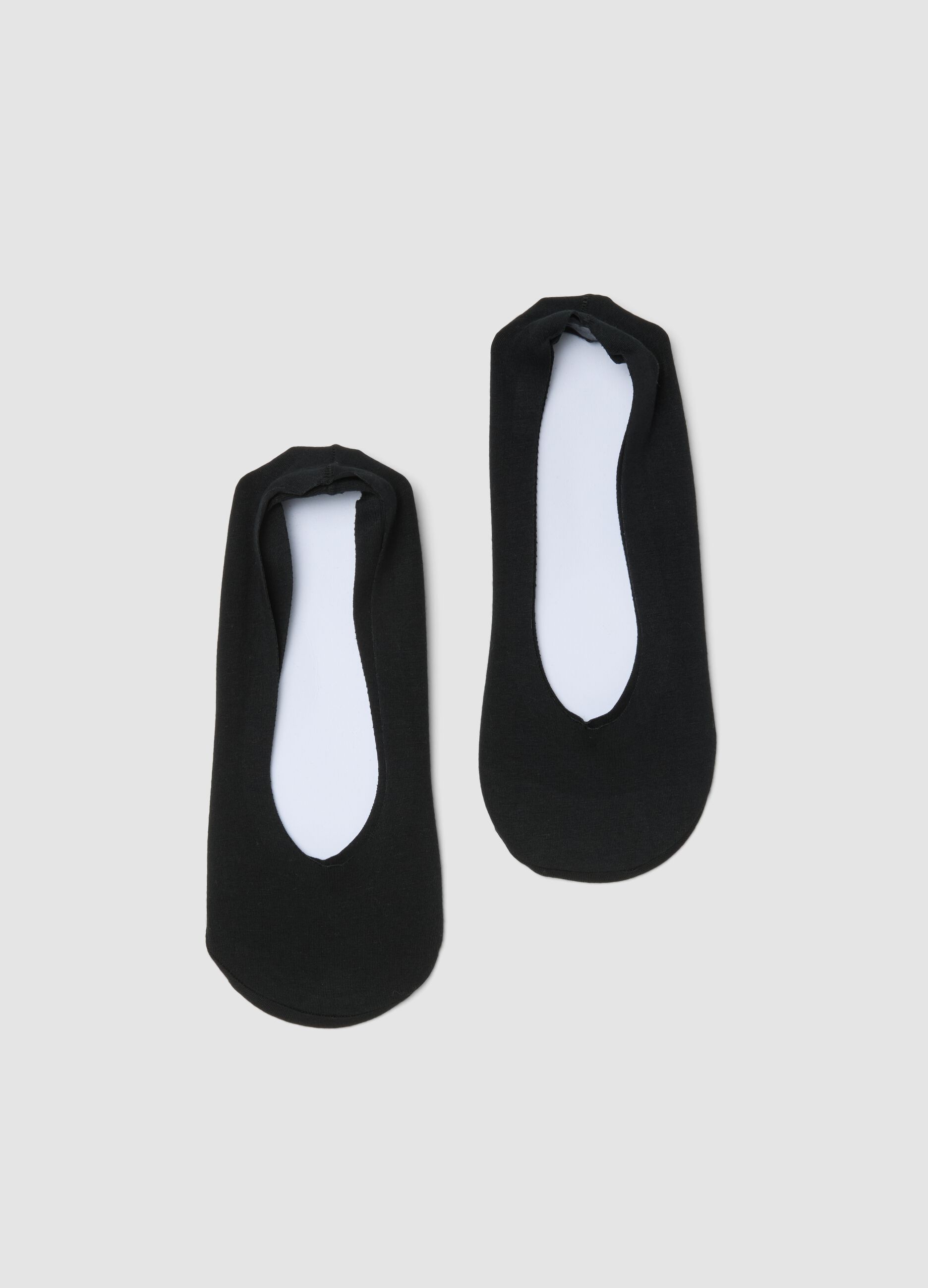 Twin pack of black invisible socks in cotton blend